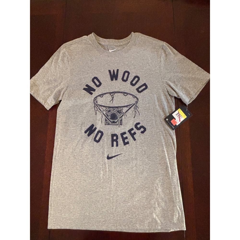 Nike Mens No Wood No Refs Basketball Graphic T-Shirt Heather Gray Small NEW
